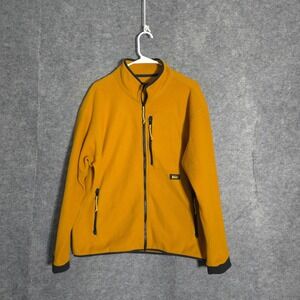 REI Fleece Jacket Mens Medium Yellow Full Zip Mock Neck Hiking Midweight 15501